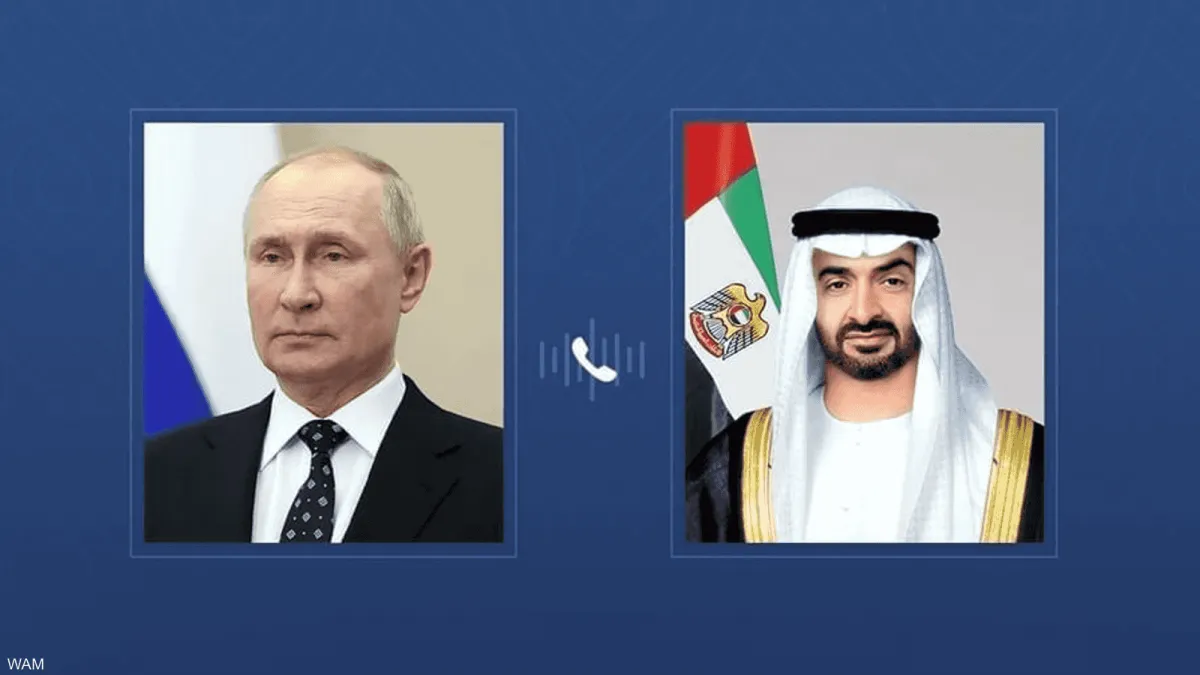 محمد بن زايد وبوتين يبحثان مستجدات التصعيد العسكري والتوترات الإقليمية