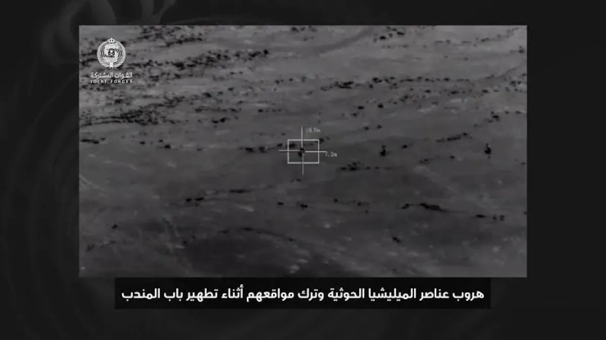 مشاهد مصورة لفرار الحوثيين أثناء تطهير باب المندب(فيديو)